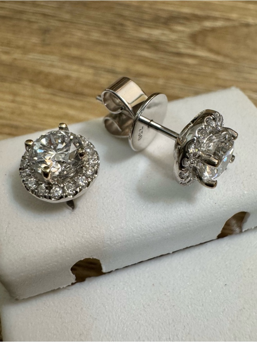 18K White Gold Halo Lab Grown Diamond Stud Earrings